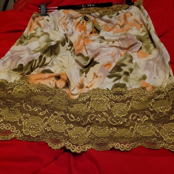 Vtg Y2K Vanity olive grn floral lace strapless keyhole crinkle tube top 1X NWOT - Picture 6 of 16